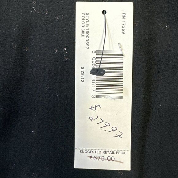 Linda Allard Ellen Tracy Black Sheer Silk Overlay Gold Sequin Skirt Size 12 NWT - Picture 7 of 12